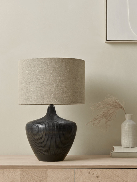 Textured Mango Wood Table Lamp - image 1