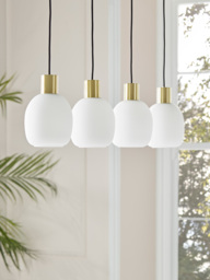 Four Frosted Glass Pendant Lights
