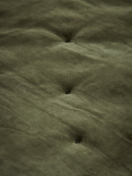 Reversible Velvet & Cotton Linen Kingsize Quilt - Moss Green - thumbnail 3