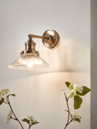 Antique Fluted Glass Wall Light - Brass - thumbnail 2