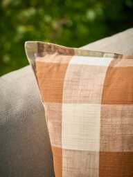 Gingham Indoor Outdoor Cushion - Terracotta - thumbnail 4
