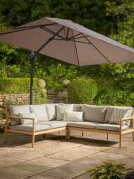 Horizontal Rectangular Cantilever Parasol Set - Slate & Taupe