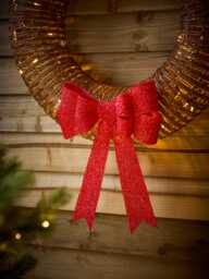 Red Bow Faux Wicker Wreath - Large - thumbnail 3
