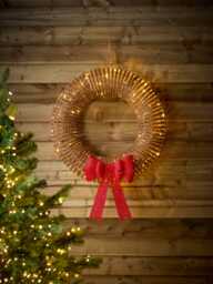 Red Bow Faux Wicker Wreath - Large - thumbnail 2