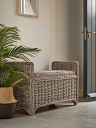 Round Rattan Storage Bench - Large - thumbnail 1