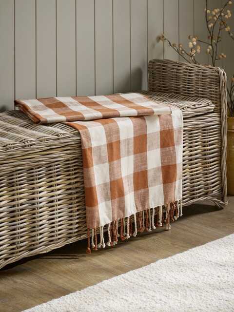 Gingham Indoor Outdoor Throw - Terracotta - image 1
