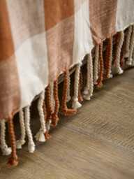 Gingham Indoor Outdoor Throw - Terracotta - thumbnail 2