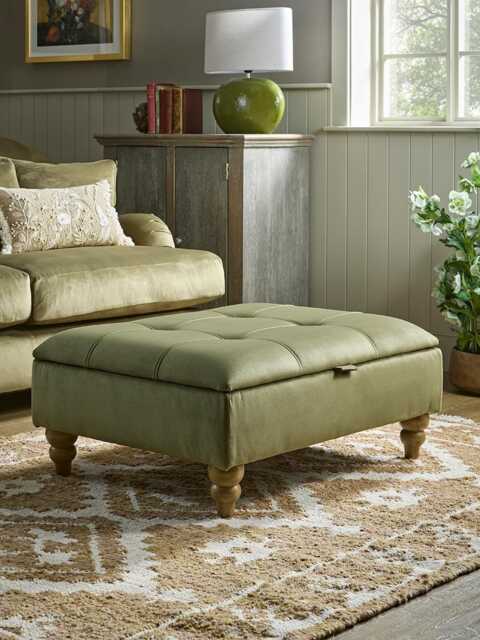 Vollen Storage Ottoman - Cyan Velvet - image 1