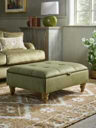 Vollen Storage Ottoman - Cyan Velvet