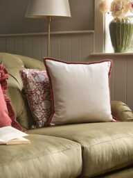 Velvet & Cotton Linen Square Cushion Cover - Deep Red - thumbnail 2