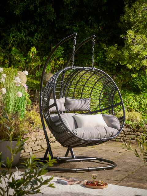 Indoor Outdoor Double Hanging Chair - Black - image 1