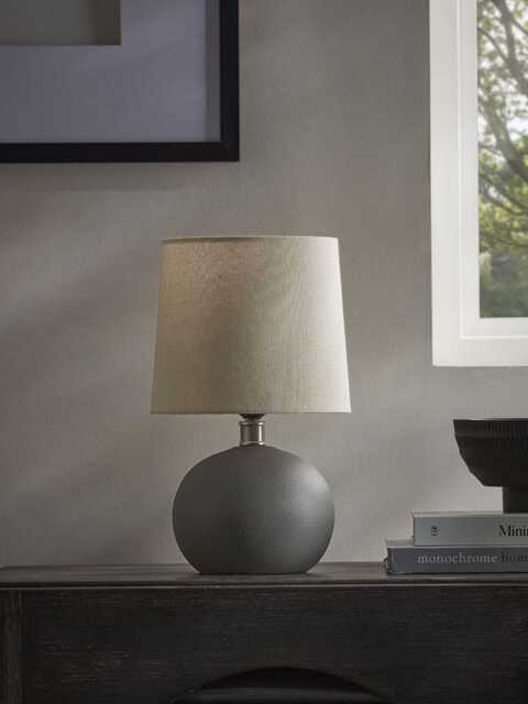 Round Textured Table Lamp - Grey - image 1