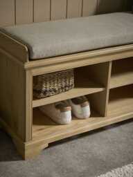Oak Shoe Storage Bench - thumbnail 2