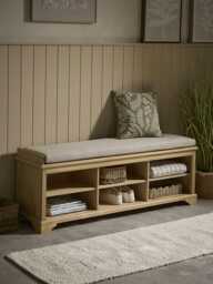 Oak Shoe Storage Bench - thumbnail 1