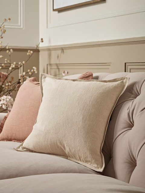 Cotton Linen Square Cushion Cover - Natural - image 1