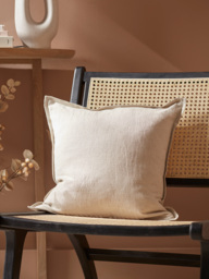 Cotton Linen Square Cushion Cover - Natural - thumbnail 2