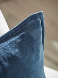 Velvet & Cotton Linen Square Cushion Cover - Steel Blue - thumbnail 2