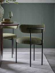 Upholstered Green Boucle Dining Chair - Set of 2 - thumbnail 2