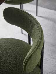 Upholstered Green Boucle Dining Chair - Set of 2 - thumbnail 4