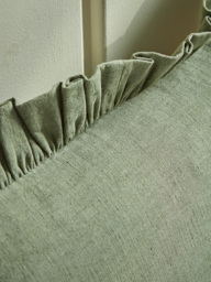 Ruffle Cotton Linen Square Cushion Cover - Fern Green - thumbnail 4