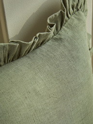 Ruffle Cotton Linen Square Cushion Cover - Fern Green - thumbnail 2