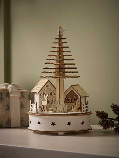Christmas Tree Wooden Lit Village - image 1