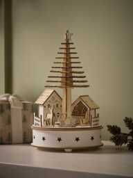 Christmas Tree Wooden Lit Village