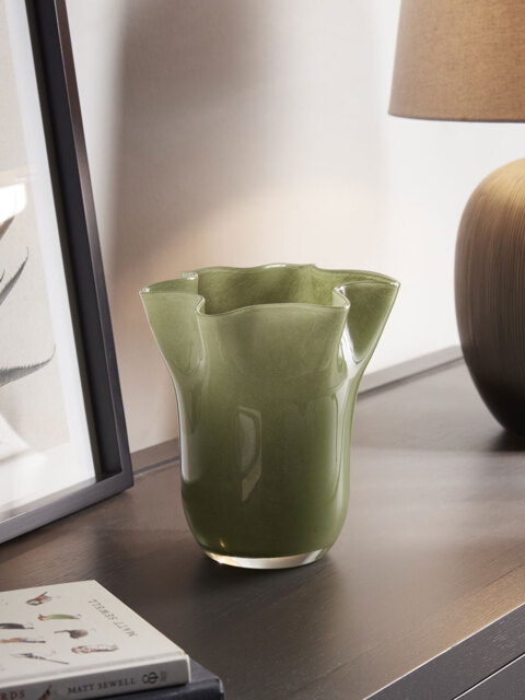 Petal Olive Glass Vase - image 1