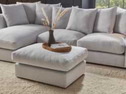 Lyon Ottoman - Vintage Taupe Cotton Stripe - thumbnail 3