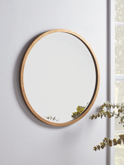 Antique Brass Bevelled Round Mirror - Small - image 1
