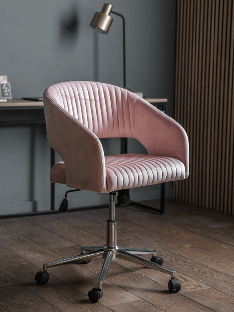 Blush Velvet Office Chair - image 1