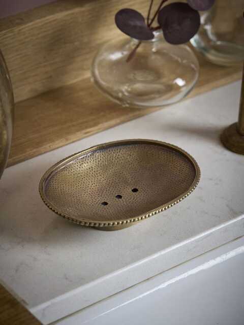 Textured Brass Soap Dish - image 1