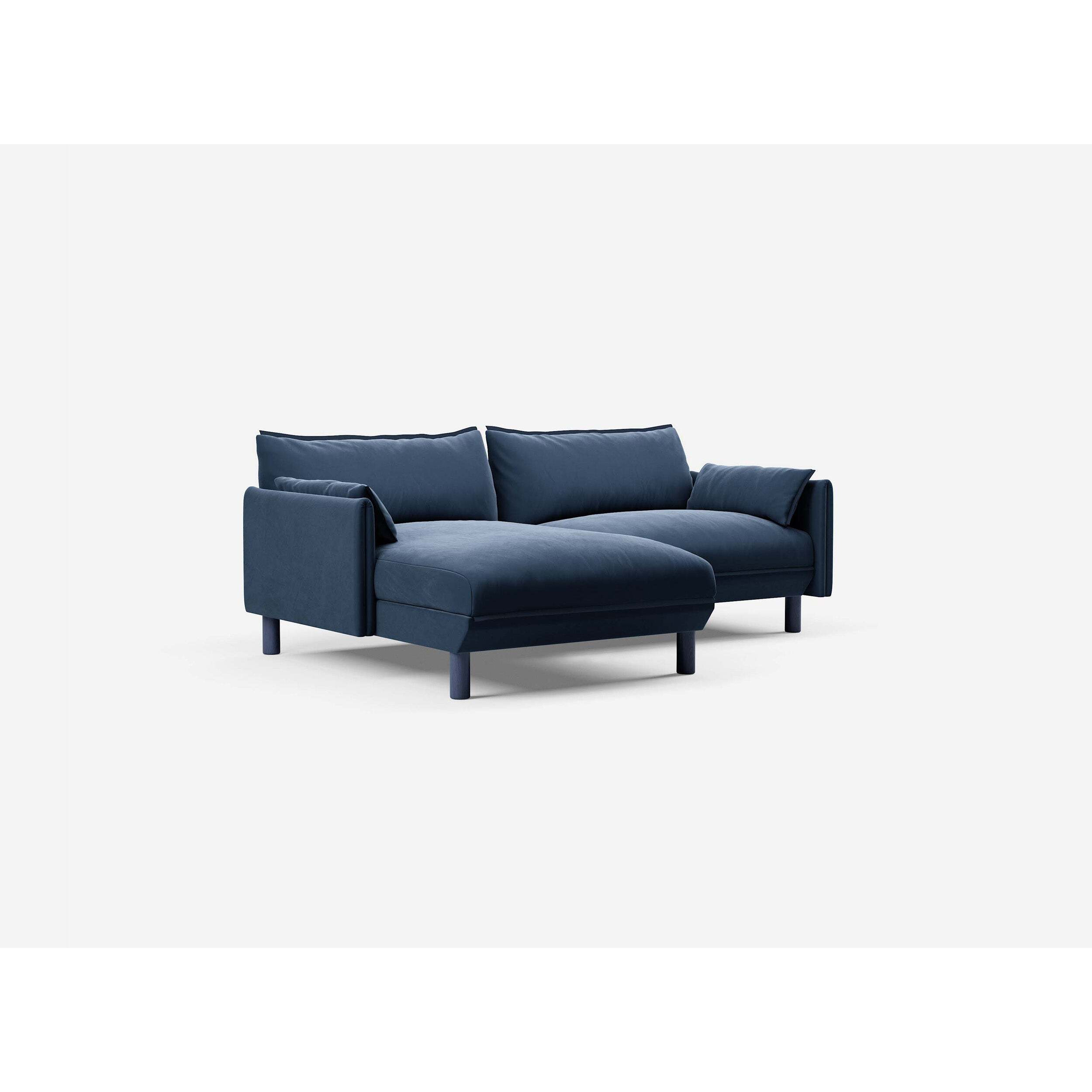 3 Seater LH Chaise Sofa - Midnight Blue Velvet - image 1