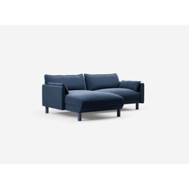 3 Seater LH Chaise Sofa - Midnight Blue Velvet - thumbnail 1