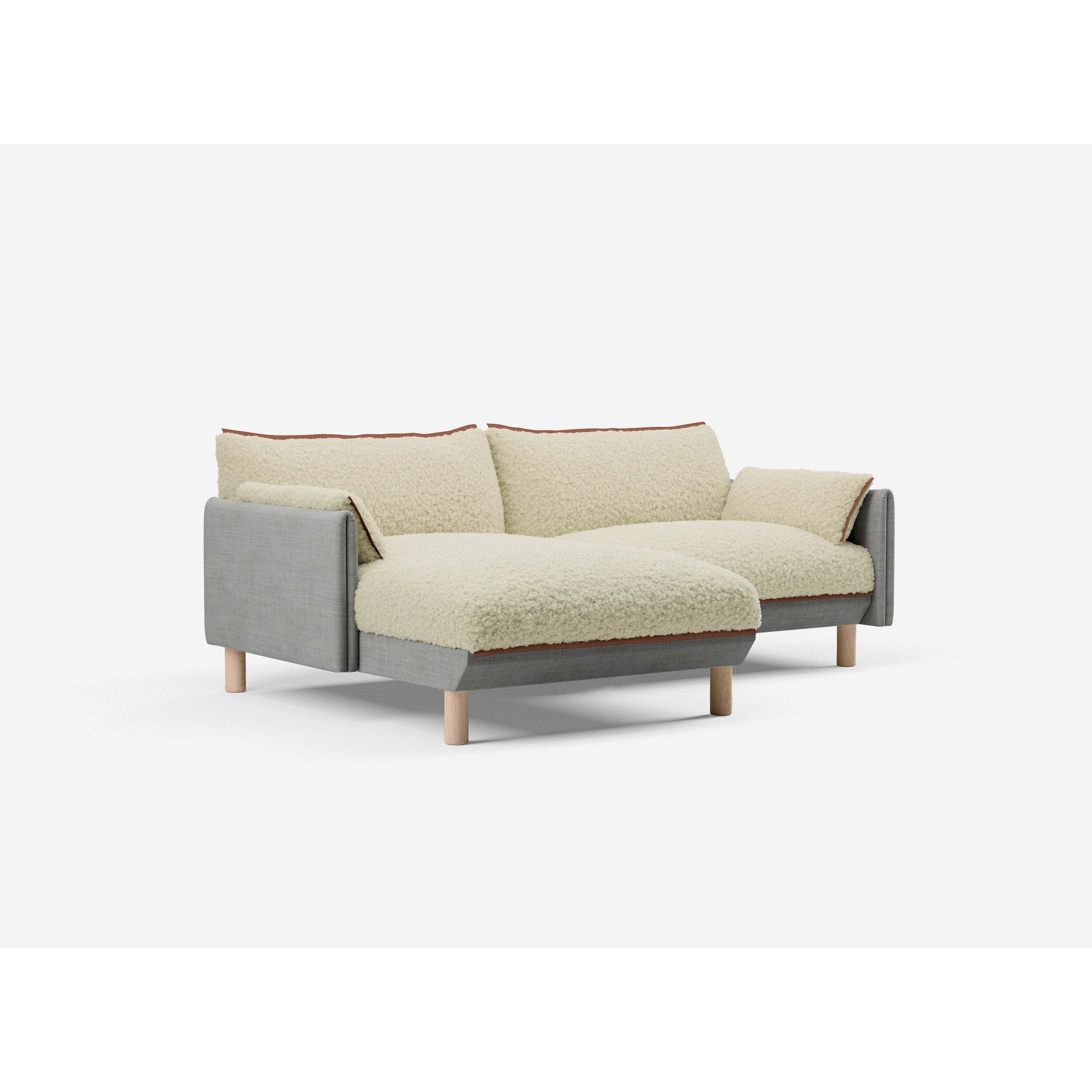 3 Seater LH Chaise Sofa - Light Grey Weave - image 1