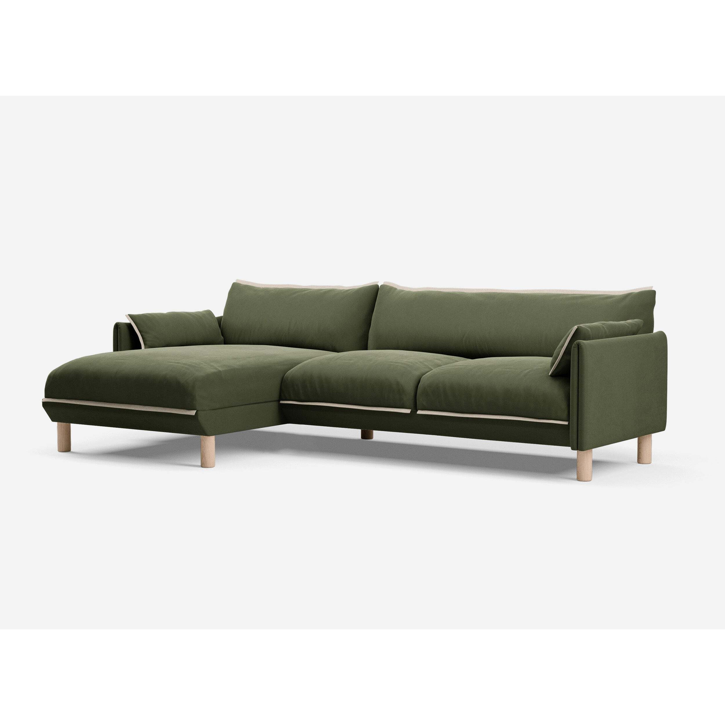 4 Seater LH Chaise Sofa - Dark Green Velvet - image 1