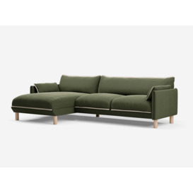 4 Seater LH Chaise Sofa - Dark Green Velvet - thumbnail 1