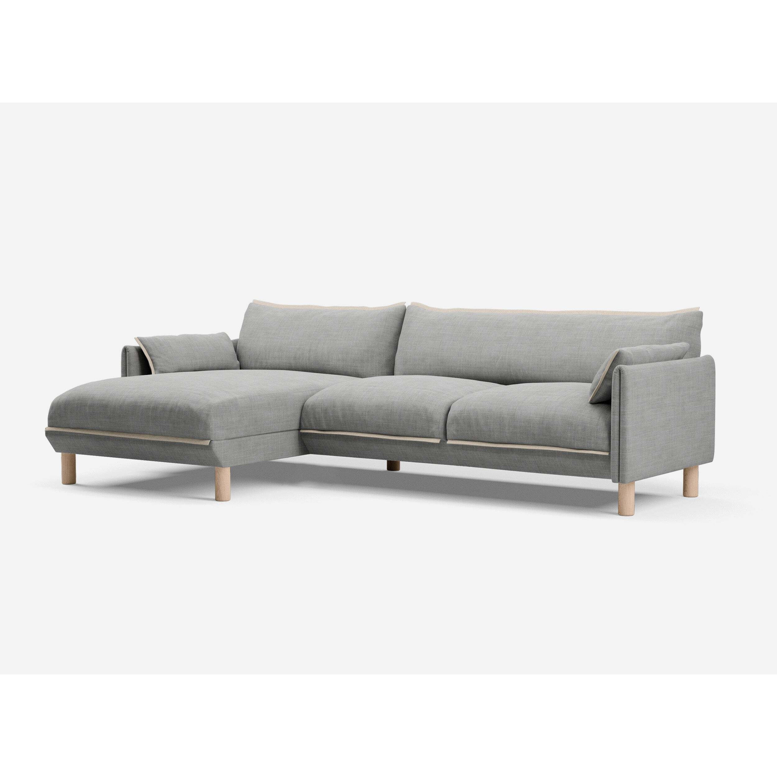 4 Seater LH Chaise Sofa - Light Grey Weave - image 1