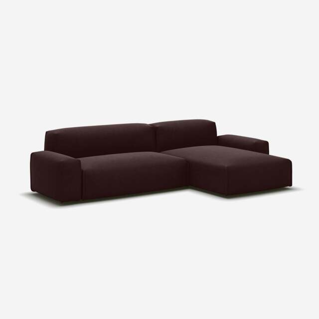 Float 4 Seater RH Chaise Sofa - Dark Brown Velvet - image 1
