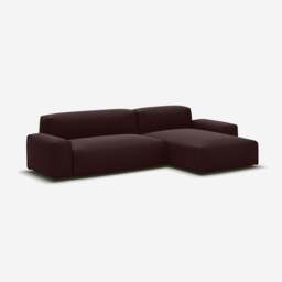 Float 4 Seater RH Chaise Sofa - Dark Brown Velvet