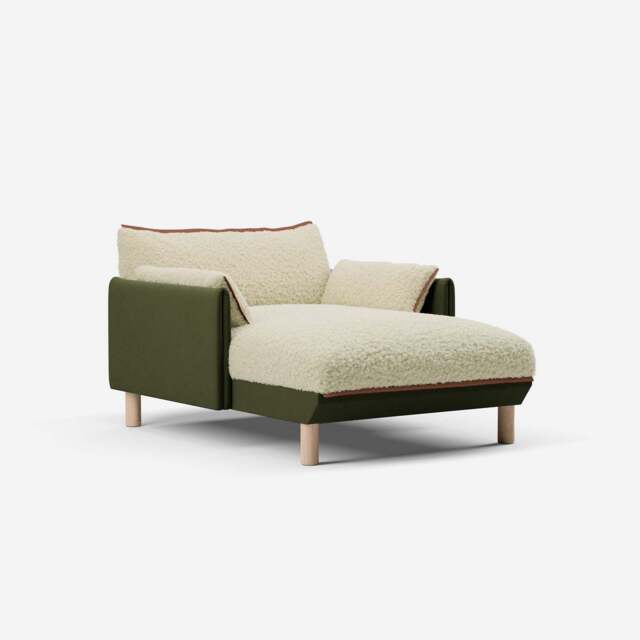 Cozy 1.5 Seater Chaise Sofa - Dark Green Velvet - image 1