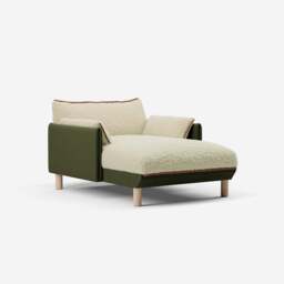 Cozy 1.5 Seater Chaise Sofa - Dark Green Velvet - thumbnail 1