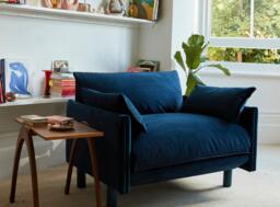 Cozy 1.5 Seater Chaise Sofa - Midnight Blue Velvet - thumbnail 6