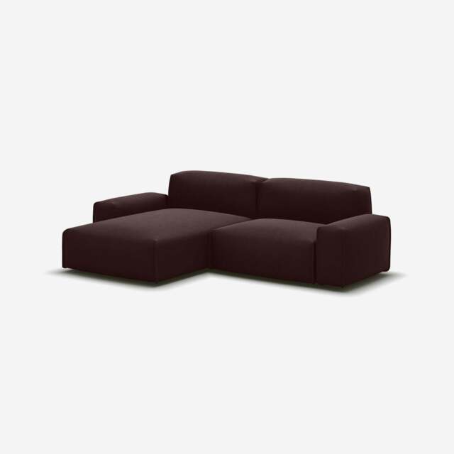Float 3 Seater LH Chaise Sofa - Dark Brown Velvet - image 1