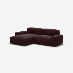 Float 3 Seater LH Chaise Sofa - Dark Brown Velvet