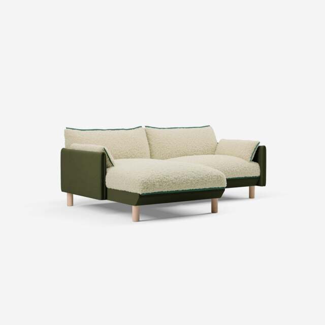 Cozy 3 Seater LH Chaise Sofa - Dark Green Velvet - image 1