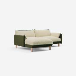 Cozy 3 Seater LH Chaise Sofa - Dark Green Velvet