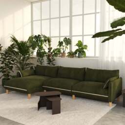 Cozy 5 Seater LH Chaise Sofa - Dark Green Velvet - thumbnail 2