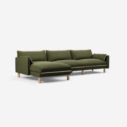 Cozy 5 Seater LH Chaise Sofa - Dark Green Velvet