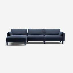 Cozy 5 Seater LH Chaise Sofa - Navy Cotton - thumbnail 3